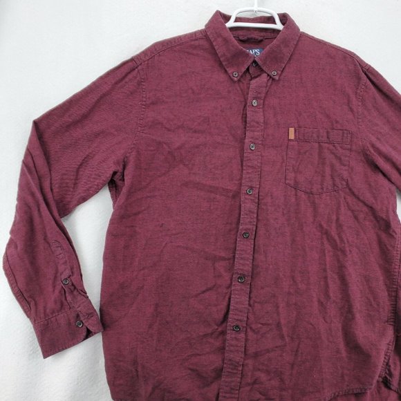 Chaps Shirt Men's Long Sleeve Casual Button Up Collared Twill Oxford Red XL - Picture 4 of 12